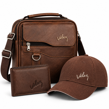 Trío Vélez Hombre™ – Carriel + Billetera + Gorra