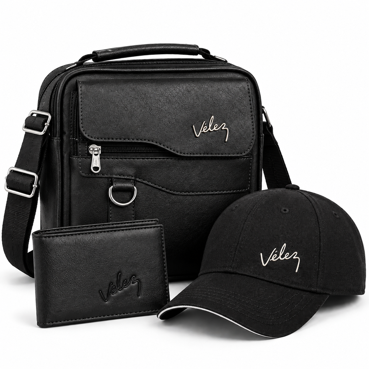 Trío Vélez Hombre™ – Carriel + Billetera + Gorra